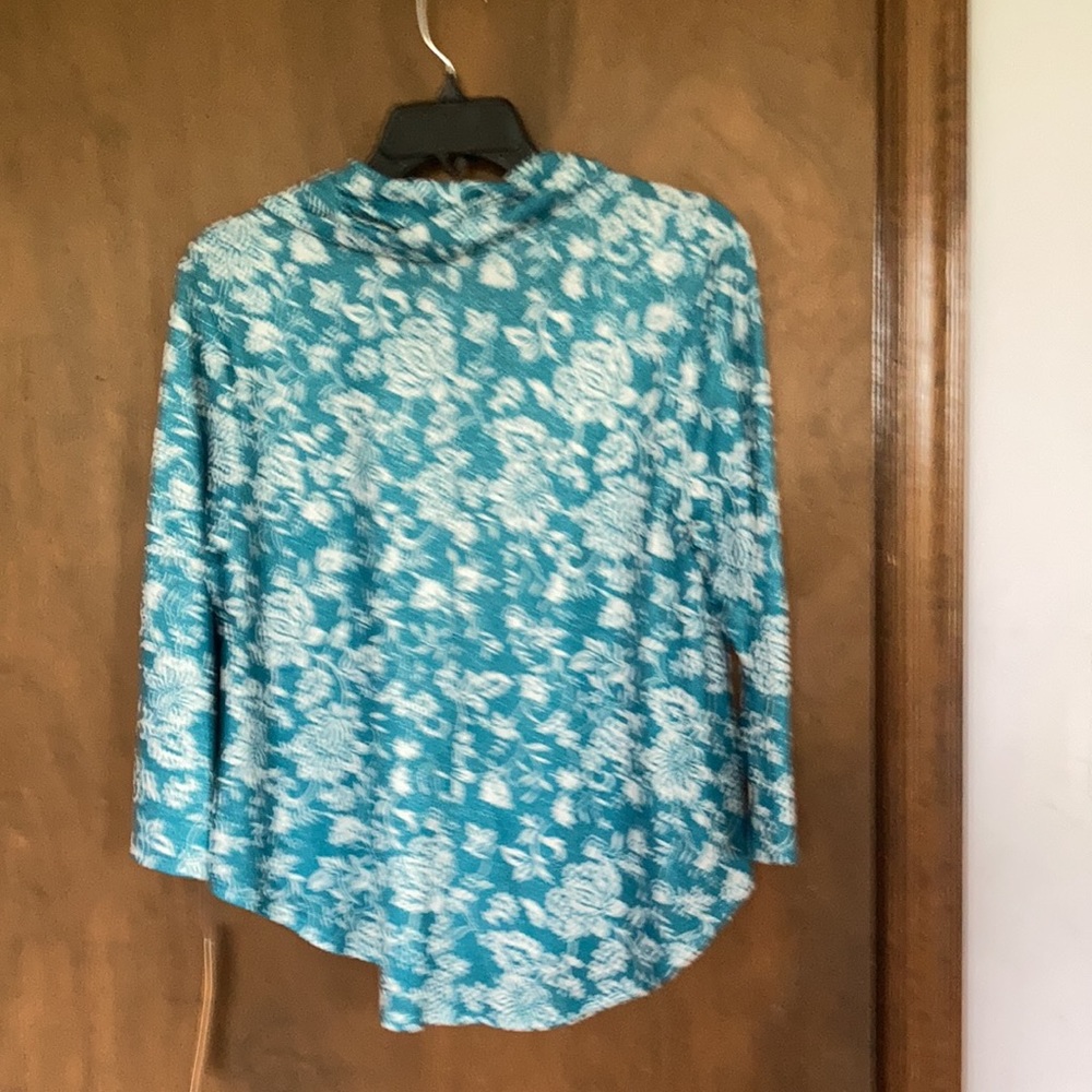 3/$45 Ruby rd top metallic floral print pullover w stretch casual office PM - Picture 15 of 17